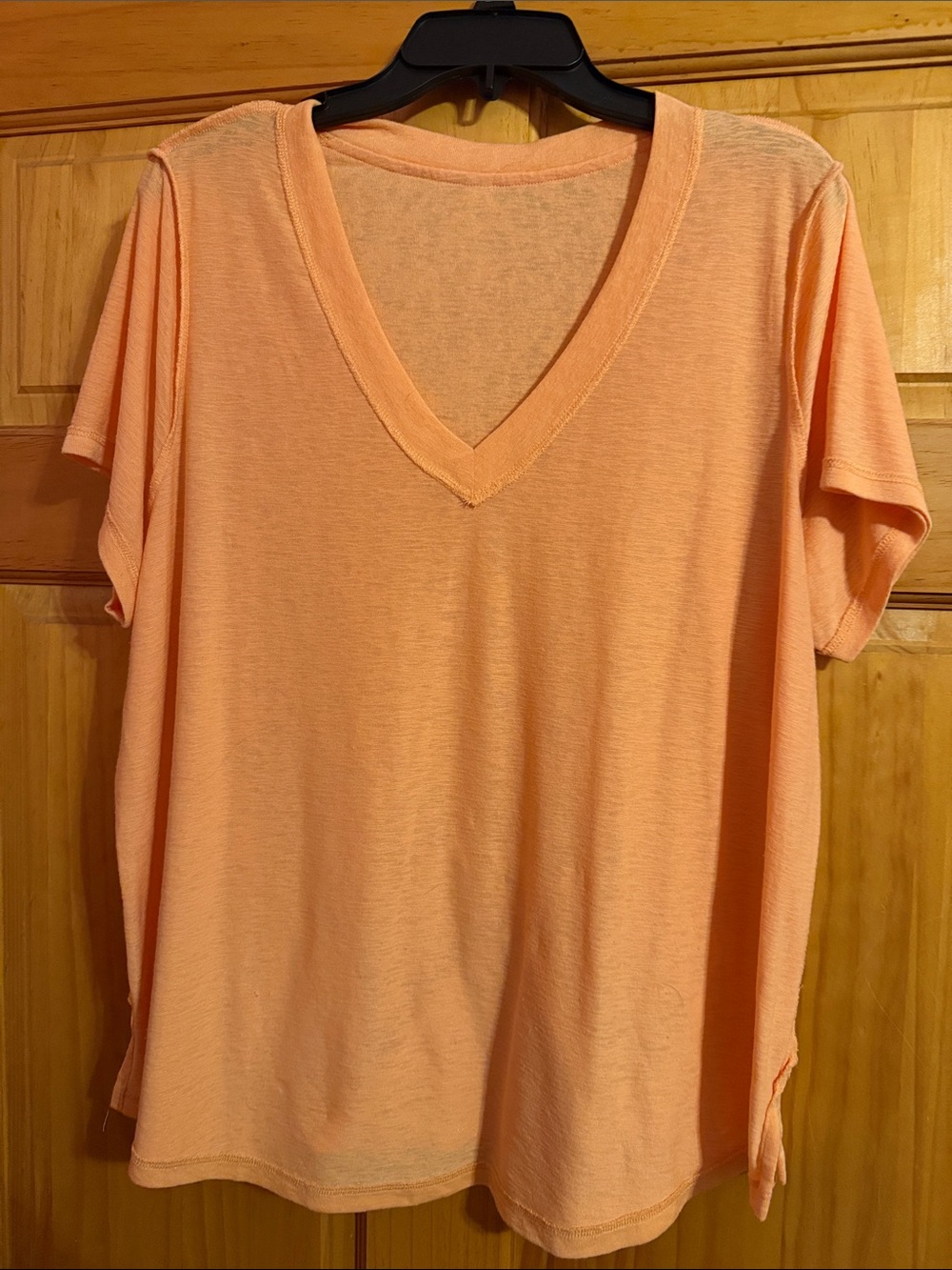 Athleta Orange V-Neck Short Sleeve Tee